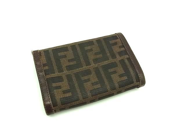 FENDI フェンディ ズッカ柄 キャンバス×レザー 二つ折り 財布