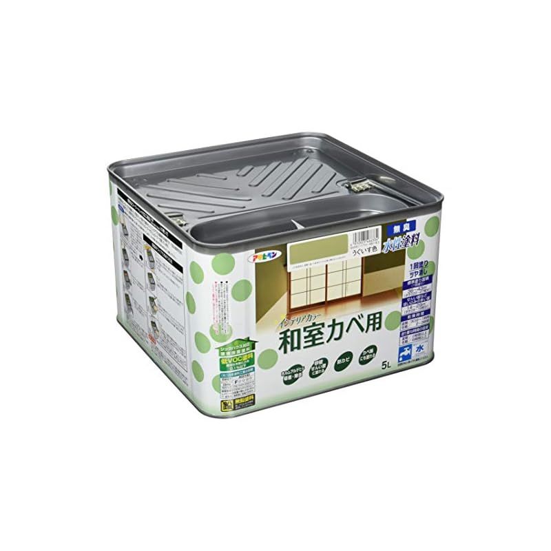 アサヒペン NEW水性インテリアカラー和室カベ用 5L うぐいす色 塗料 ペンキ 室内 壁用 ツヤ消し 1回塗り 無臭 防カビ 低VOC シックハウス対策品 日本製