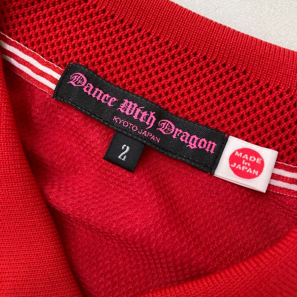 サイズ：2 DANCE WITH DRAGON ダンスウィズドラゴン  半袖ポロシャツ スカル スパンコール  ブルー系 [240101476797] ゴルフウェア レディース ストスト サイズ：2 DANCE WITH DRAGON ダンスウィズドラゴン 半袖