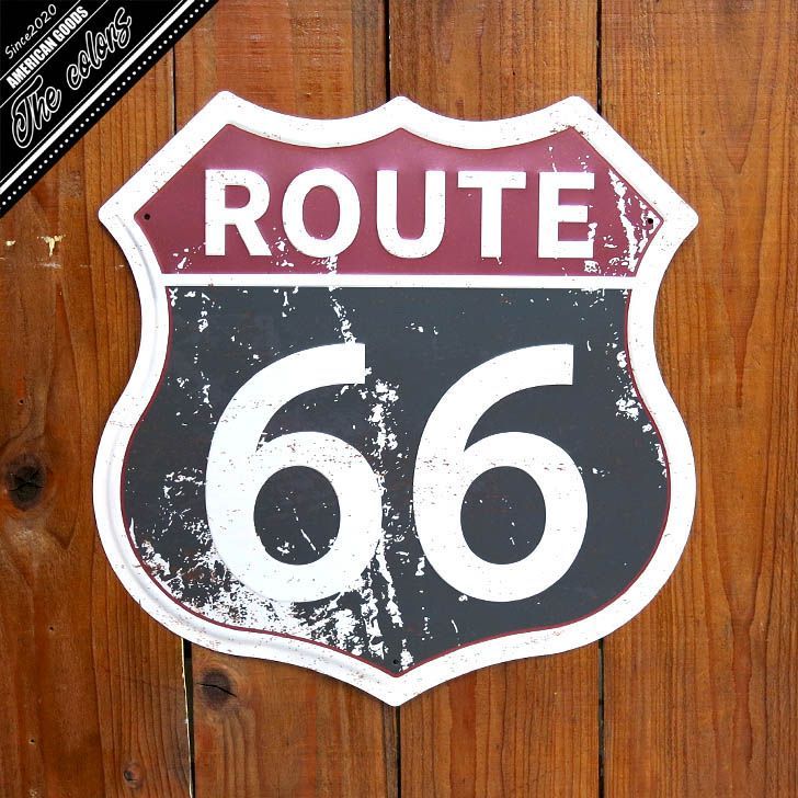アメリカン雑貨 サインプレート ブリキ看板 鉢型 ROUTE66 ルート