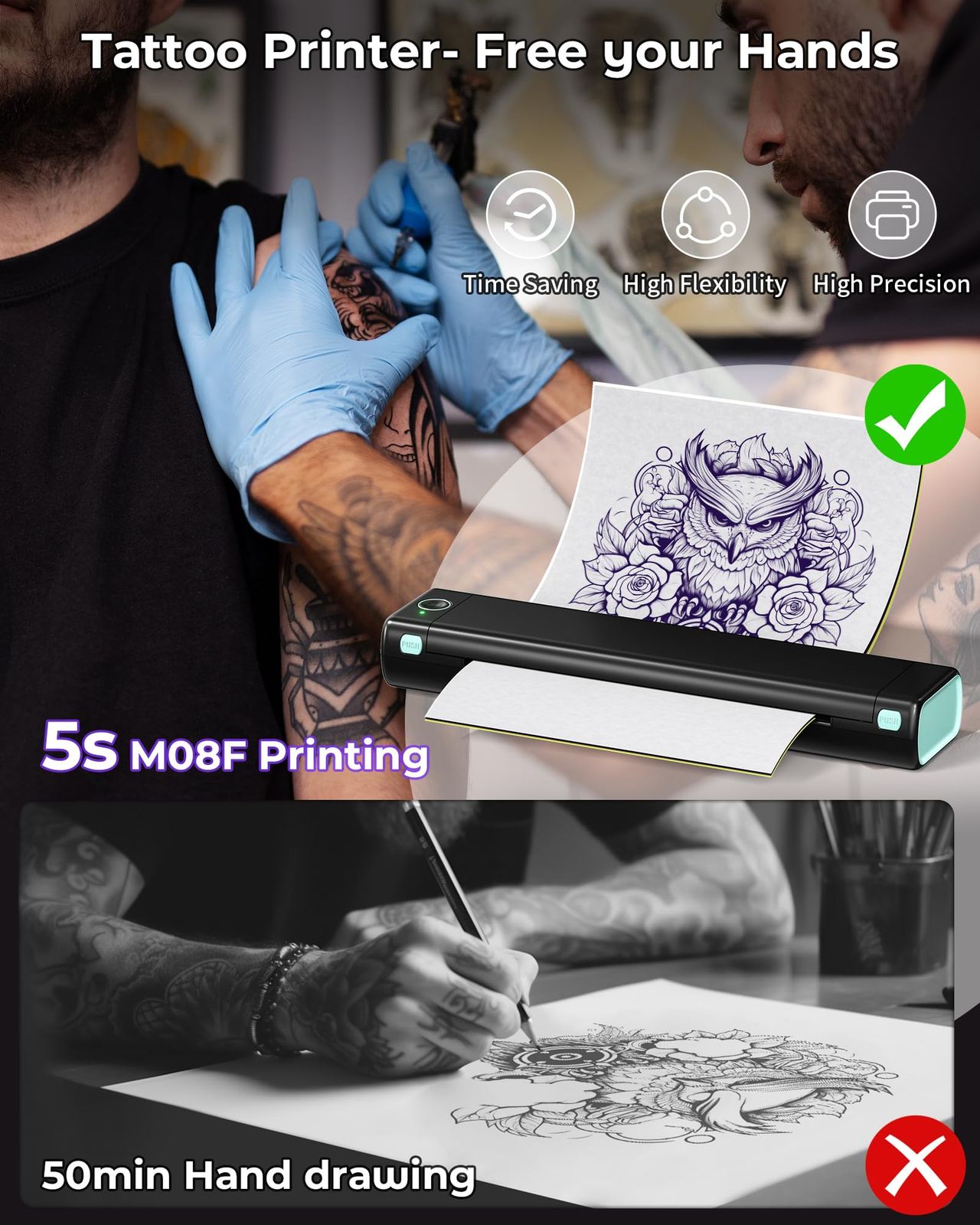 printer タトゥー用紙10枚と収納ケース付き付属 モバイルプリンター サーマルプリンタータトゥーマシン tattoo タトゥーマシーン 刺青コピー機 転写機 M08F タトゥーマシーンセット タトゥーマシンセット タトゥーマシーンBluetooth接続対 WWW_OPDRERGINERDOGAN_COM