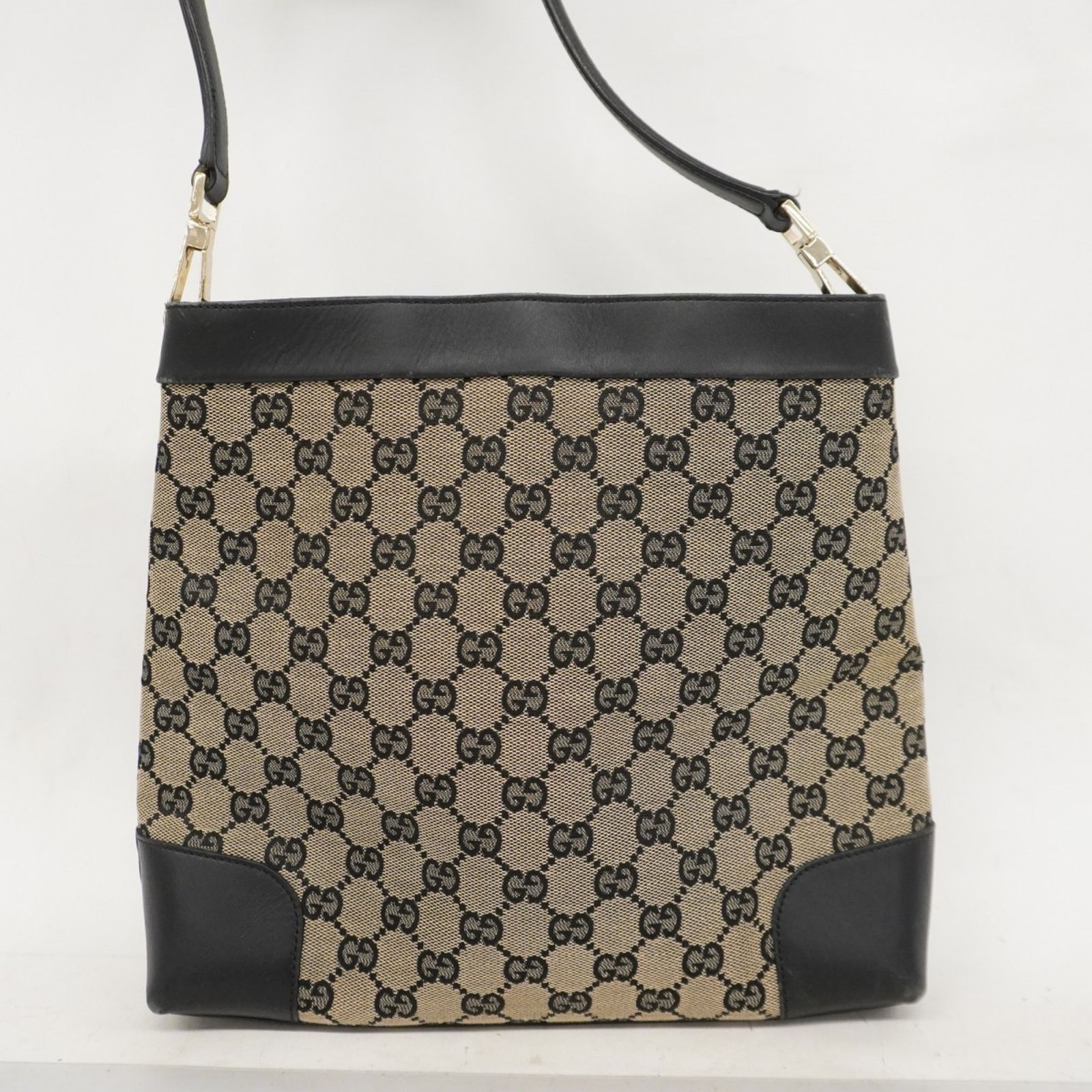 GUCCI GGキャンバス ショルダーバッグ ベージュ/ブラック