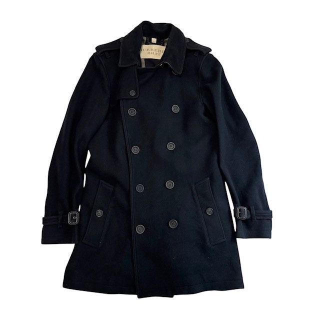 古着 バーバリー ブリット BURBERRY BRIT ピーコート クリーニング済み ウール 濃紺 メンズ Sサイズ