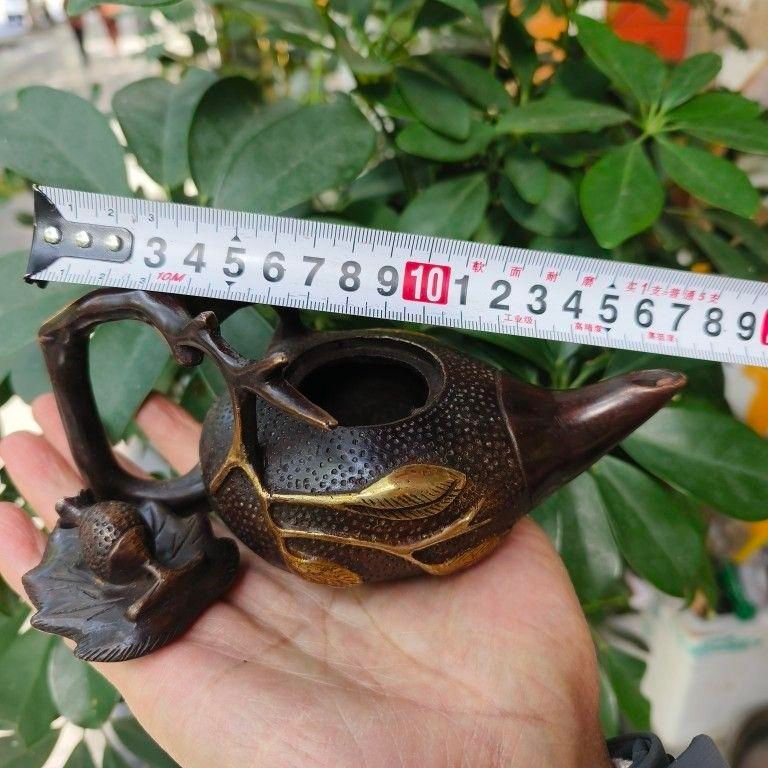 銅製 枝の茶壺 水壺 茶道具 香道具 装飾品 工芸品 美術品 置物