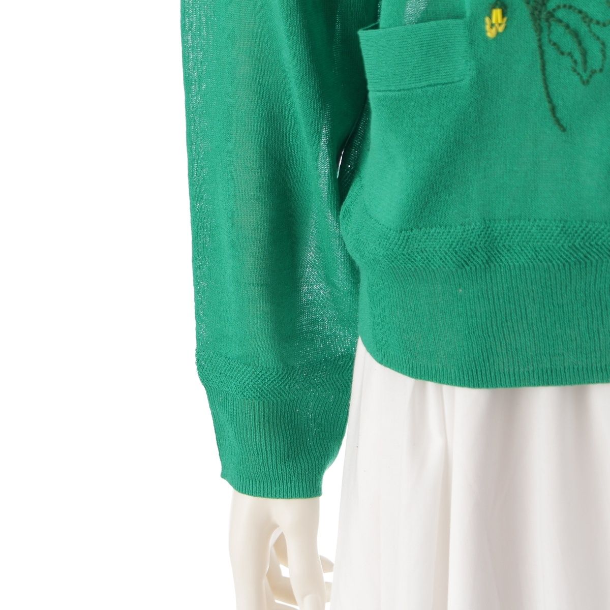 MUVEIL - ミュベール 25SS ガーデニング 刺繍 カーディガン MA251KCD001 グリーン 36【中古】 ミュベール 25SS ガーデニング 刺繍 カーディガン MA251KCD001