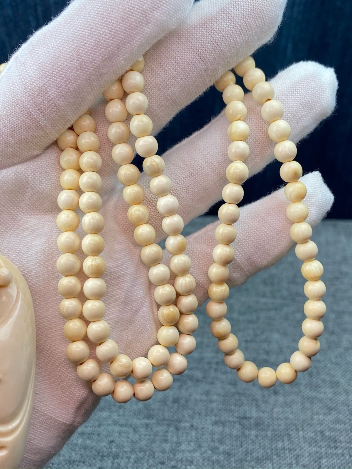 天然マンモス美しい手作り彫刻1招財弥勒ネックレス