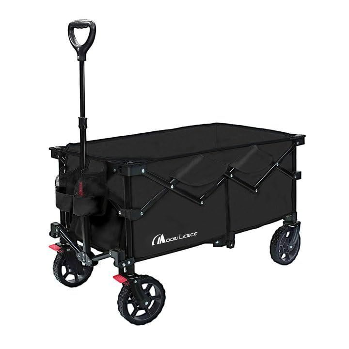 レジャー キャンプ BBQ アウトドア 耐荷重130kg 超コンパクト大容量135L 運動会 折りたたみキャリーカート キャリーワゴン ブレーキ付き ワンタッチ収束型 LENCE MOON