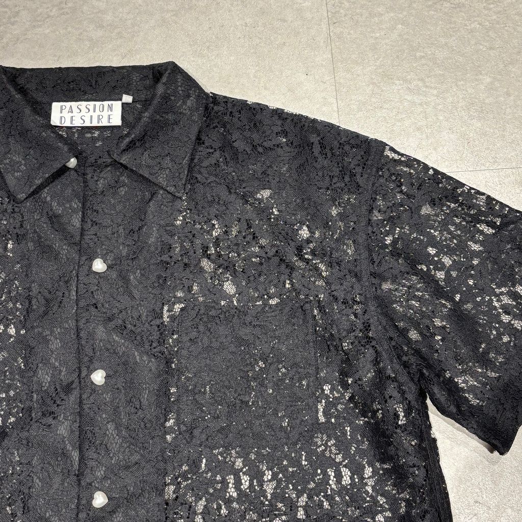 el conductor H / FLOWER LACE OPEN COLLAR SHORT半袖シャツ/4/ポリエステル/WHT/無地/PD24// el conductorH コンダクター FLOWER LACE OPEN COLLAR SHORT SLEEVE