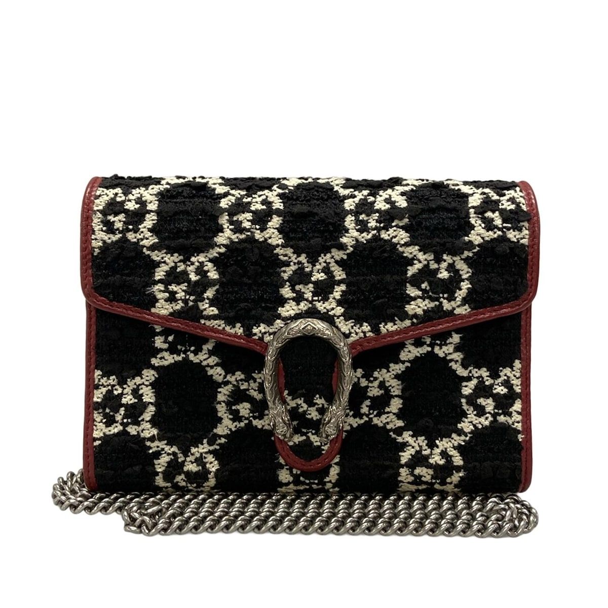 GUCCI グッチ 財布 ディオニュソス 401231 黒×白×レッド チェーンウォレット レザー