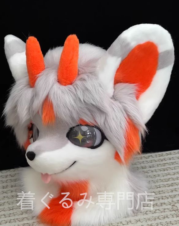 着ぐるみヘッド(ネコ) 着ぐるみヘッド 猫 ピンクと白 全頭ヘッド ケモノ マスク ファー