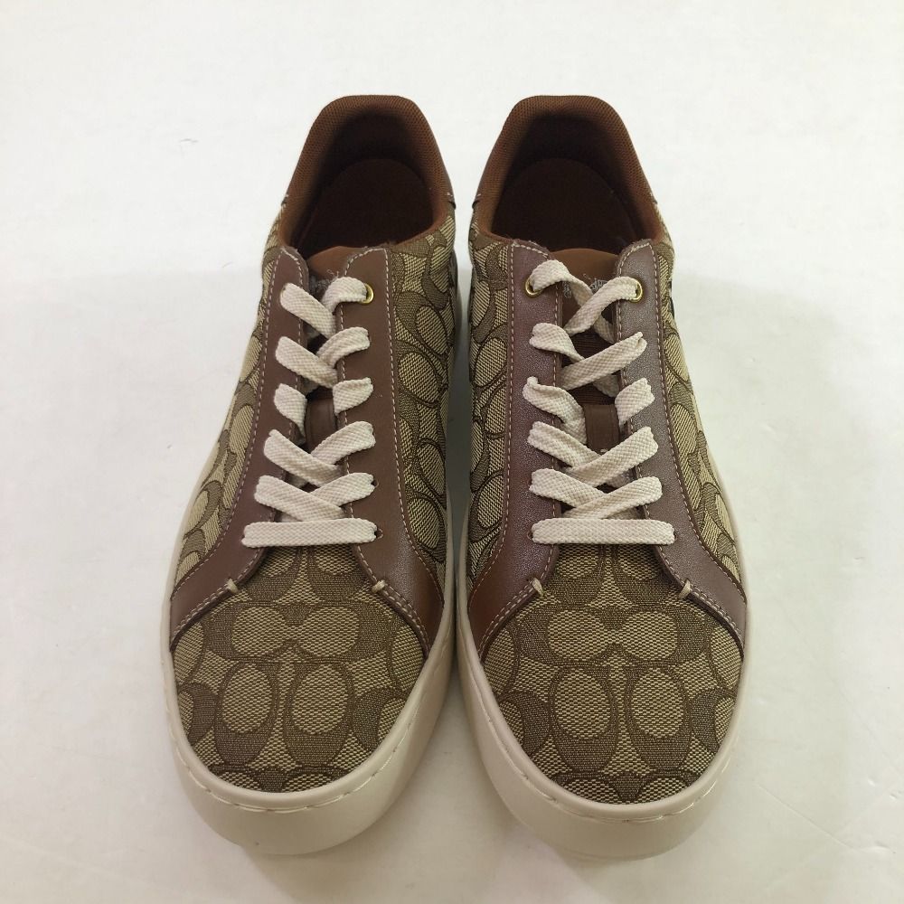 04 w 4705∞ Disney x COACH ディズニー コーチ クリップ ロー トップ スニーカー シグネチャー ジャカード ミッキーマウス CN 982 ブラウン US 10 D