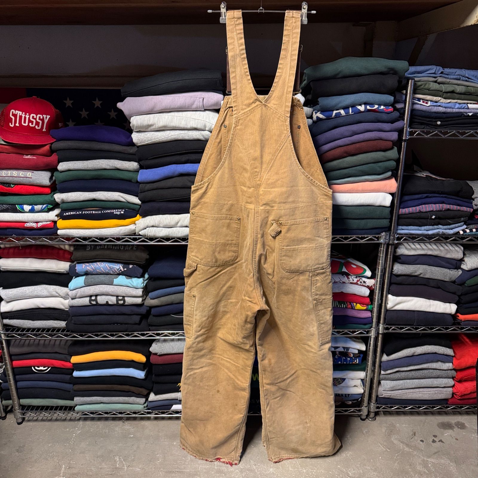 雰囲気系 ボロ ジャンク ユニオンチケット有り 90s carhartt カーハート オーバーオール ダブルニー