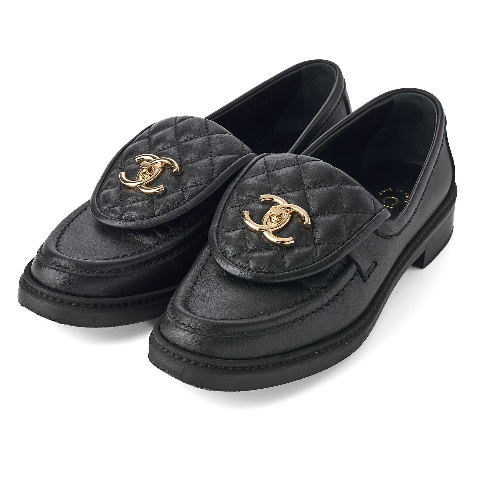 ▲未使用/保管品 シャネル CHANEL ターンロック ローファー マトラッセ 返品可】CHANEL シャネル ココマーク ターンロック マトラッセ