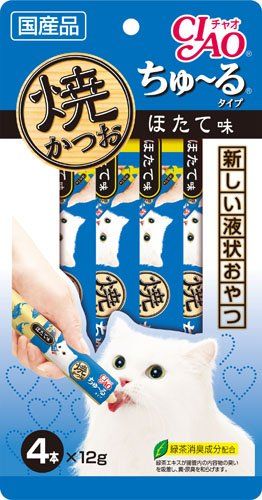 まとめ買い いなばペットフード 焼かつおちゅ～るタイプ ほたて味 12g×4本入り 4R-105 猫用 ×24