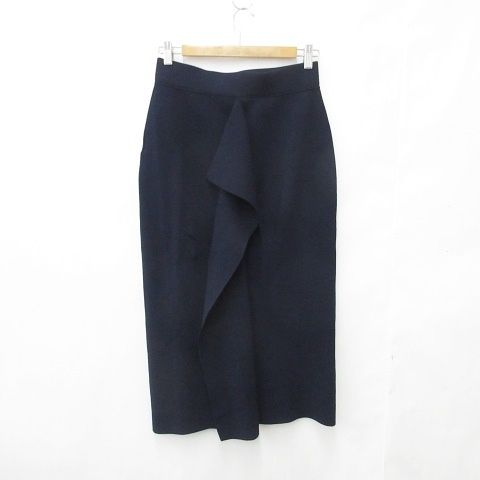 アドーア ADORE ニット スカート タイト ロング フリル 紺 ネイビー 38