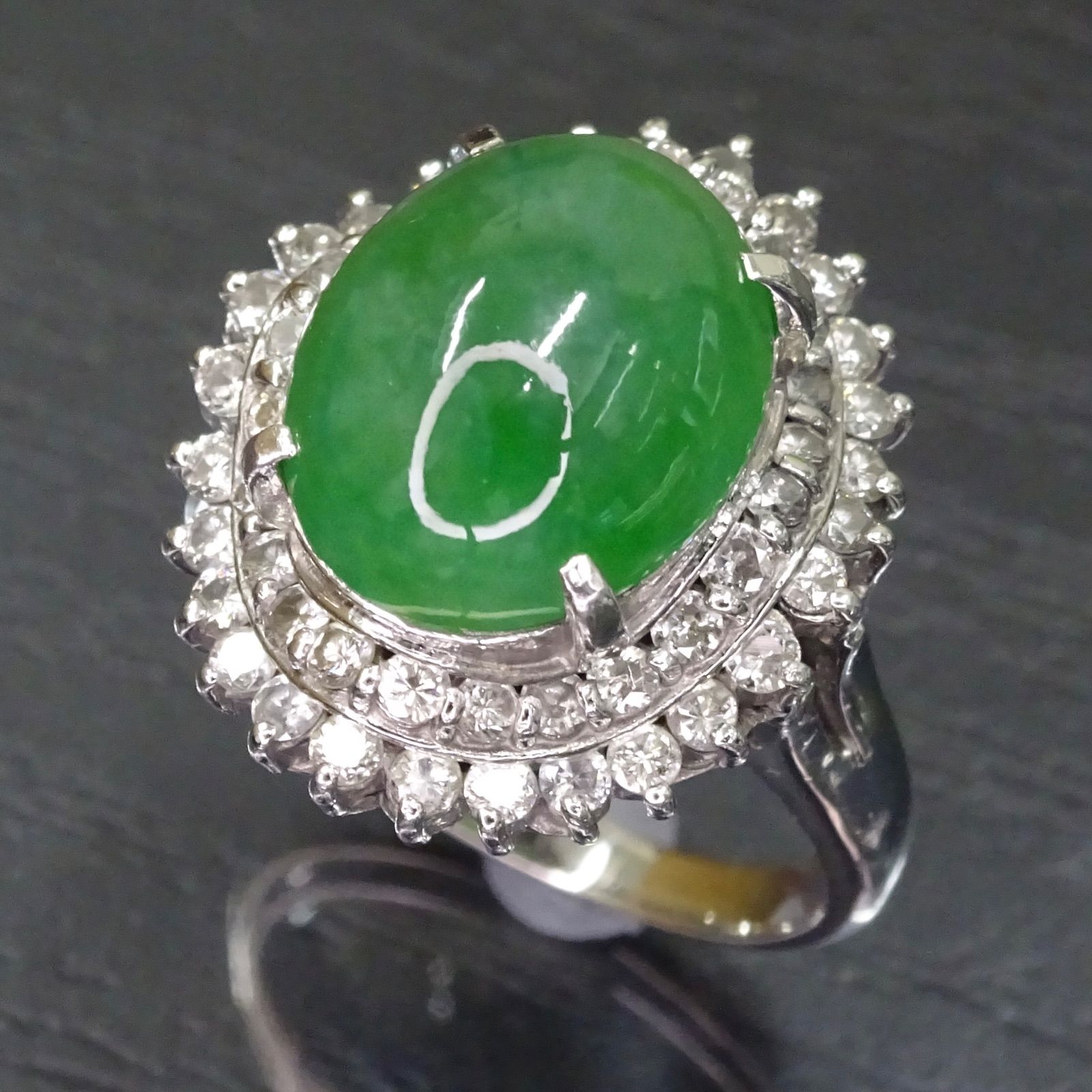 プラチナ pt900 天然翡翠(ひすい ヒスイ)1.80ct 天然ダイヤモンド0.84 