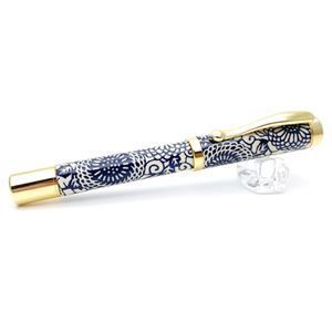 万年筆 文房具 藍染 ぼたん 藍色 美濃和紙 友禅紙 文具 ステーショナリー