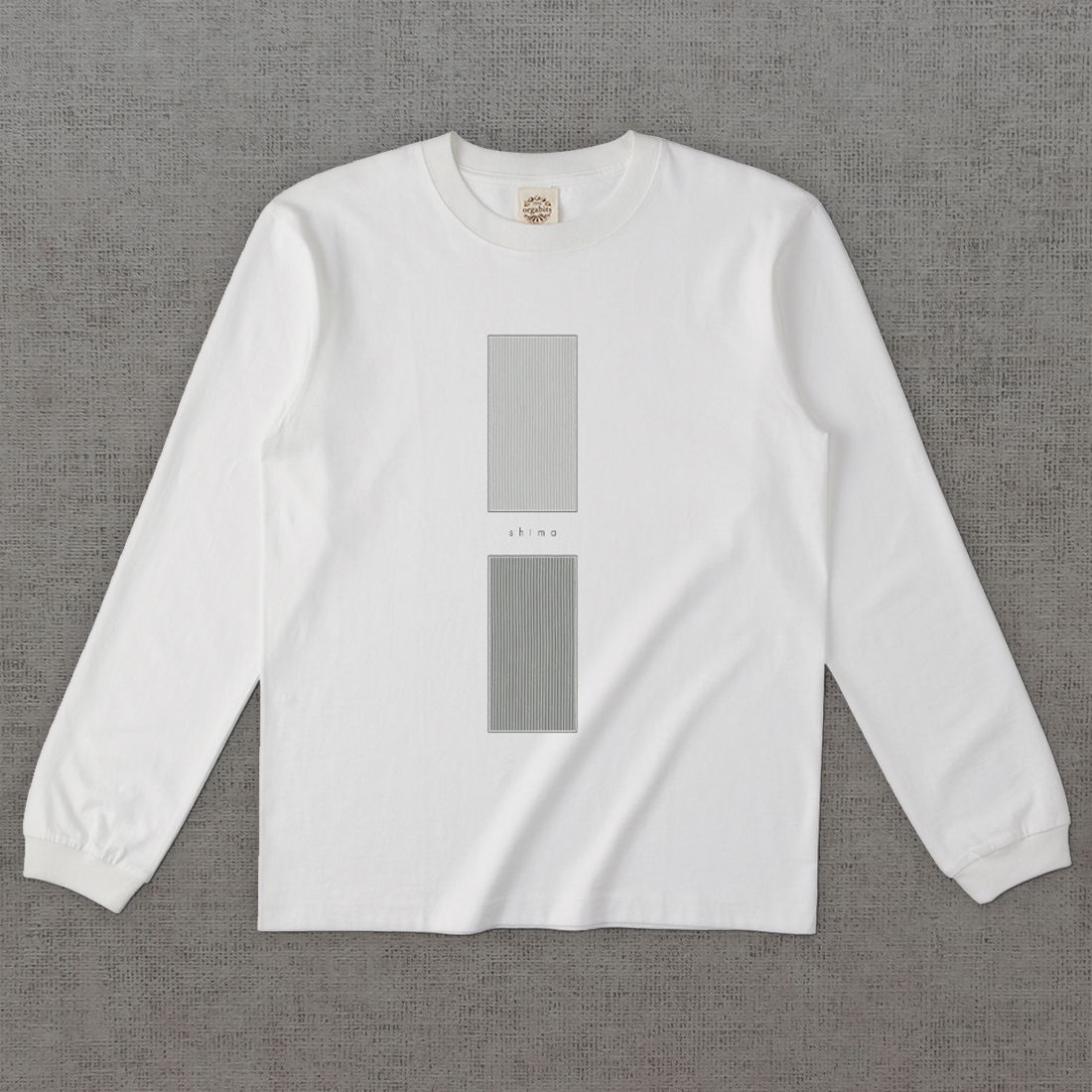 和柄長袖Tシャツ　小紋 縞 -墨・角- ［長袖］