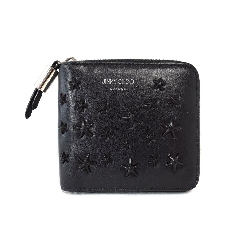 【美品】JIMMY CHOO ジミーチュウ　長財布　スタッズ　黒　ラウンド ジミーチュウ 長財布 スタースタッズ ラウンドファスナー
