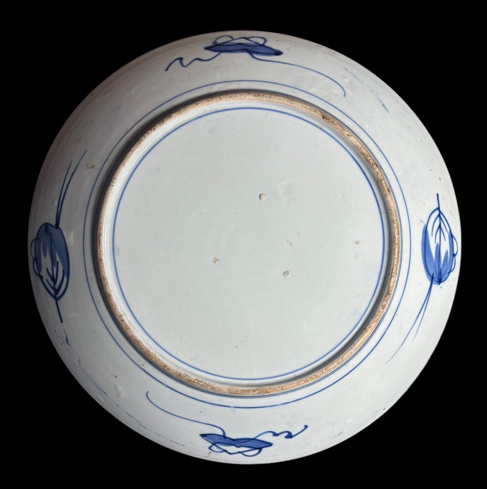 古伊万里 色絵【鶴草花紋】大皿 丸皿 盛り皿 飾り皿 和食器 古