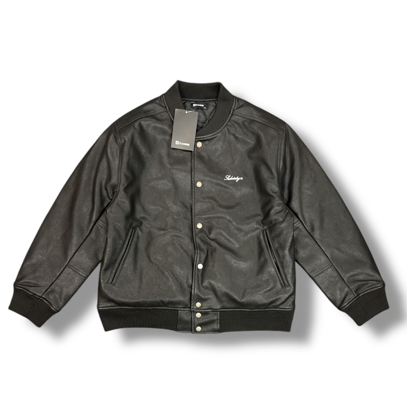 参考上代33000円 SUBCIETY FAKE LEATHER STADIUM JKT フェイクレザー 