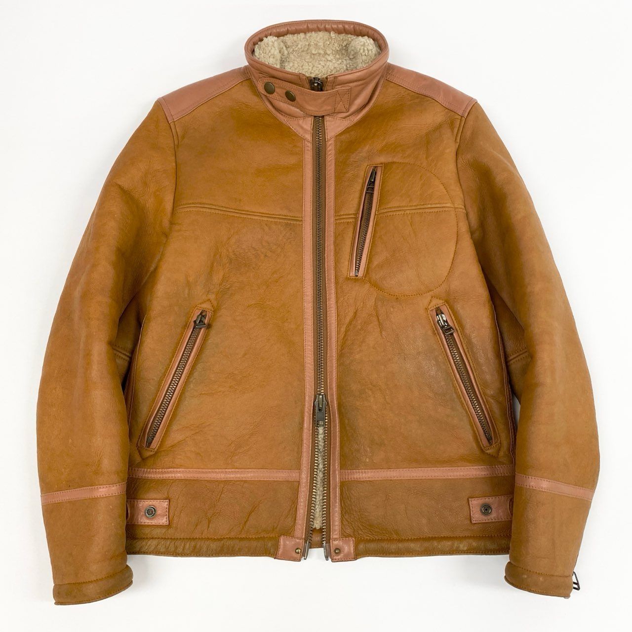 16j20 AVIREX アヴィレックス MOUTON RIDERS JACKET ムートンライダースジャケット 6151117 L キャメル ラムレザー ジャケット ボア アメカジt18r