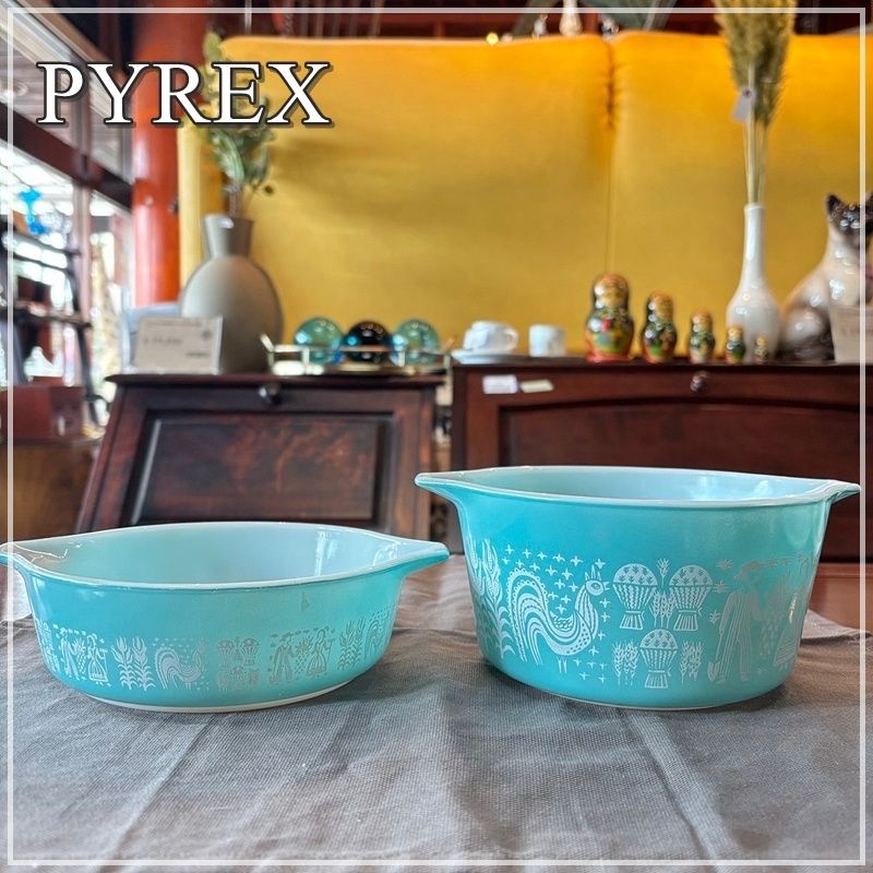 Pyrex オールドパイレックス バタープリント キャセロール φ15.5cm USA
