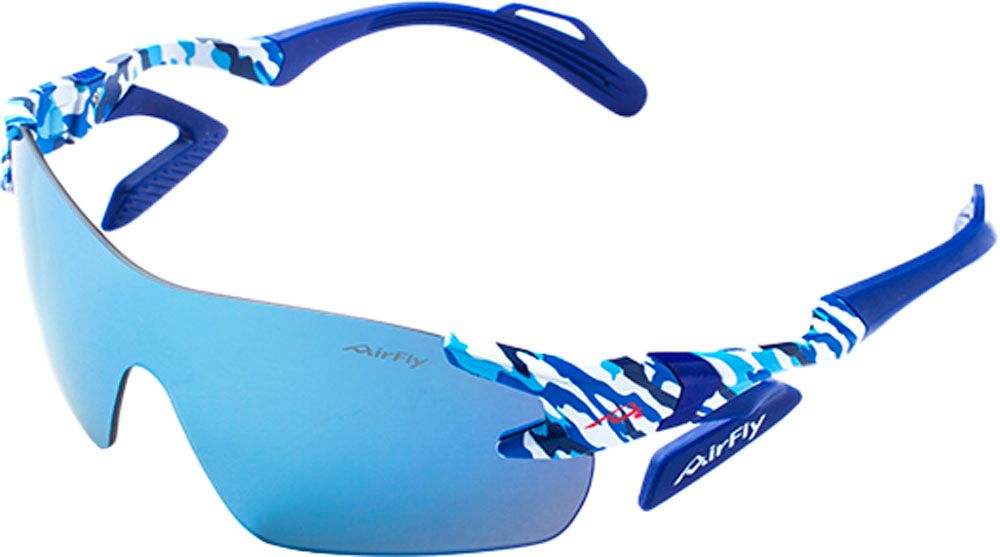 エアフライ Airfly 鼻パッドのないスポーツサングラス AF-301 C-4 BLUE CAMOUFLAGE ブルーカモフラージュ 反射防止コート UVカット率99以上 鯖江市 AF301C4 フレーム|ブルーカモフラー