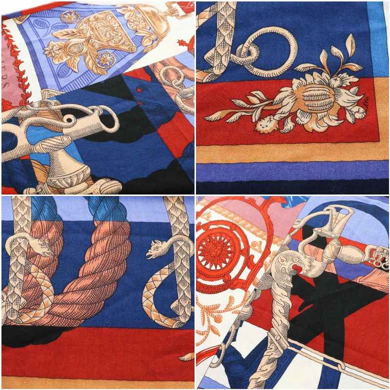 エルメス HERMES シルクスカーフ 赤・青・白 エルメス HERMES