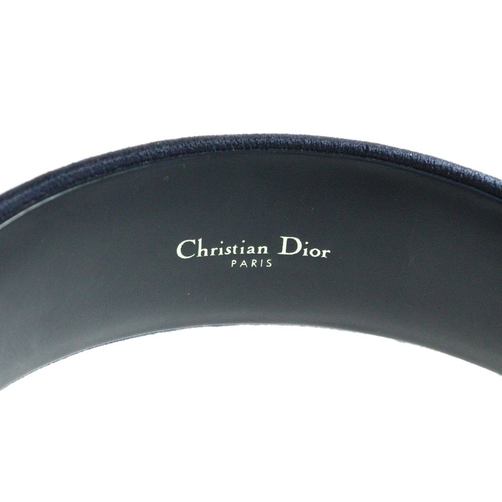 Dior ヘアバンド オブリーク ロゴ ネイビー レザー 美品 未使用 箱付き ディオール】Dior Band ヘッドバンド ディオール オブリーク