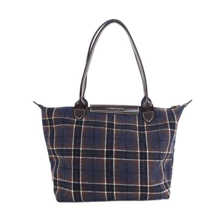 美品 LONCHAMP ミニ トートバッグ ハンドバッグ ウール ロゴ ワッペン