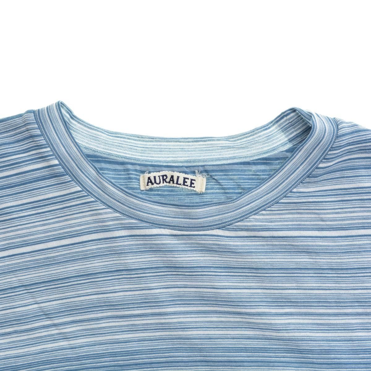 4【AURALEE / オーラリー】20SS Hard Twist Border Double Cloth Tee 