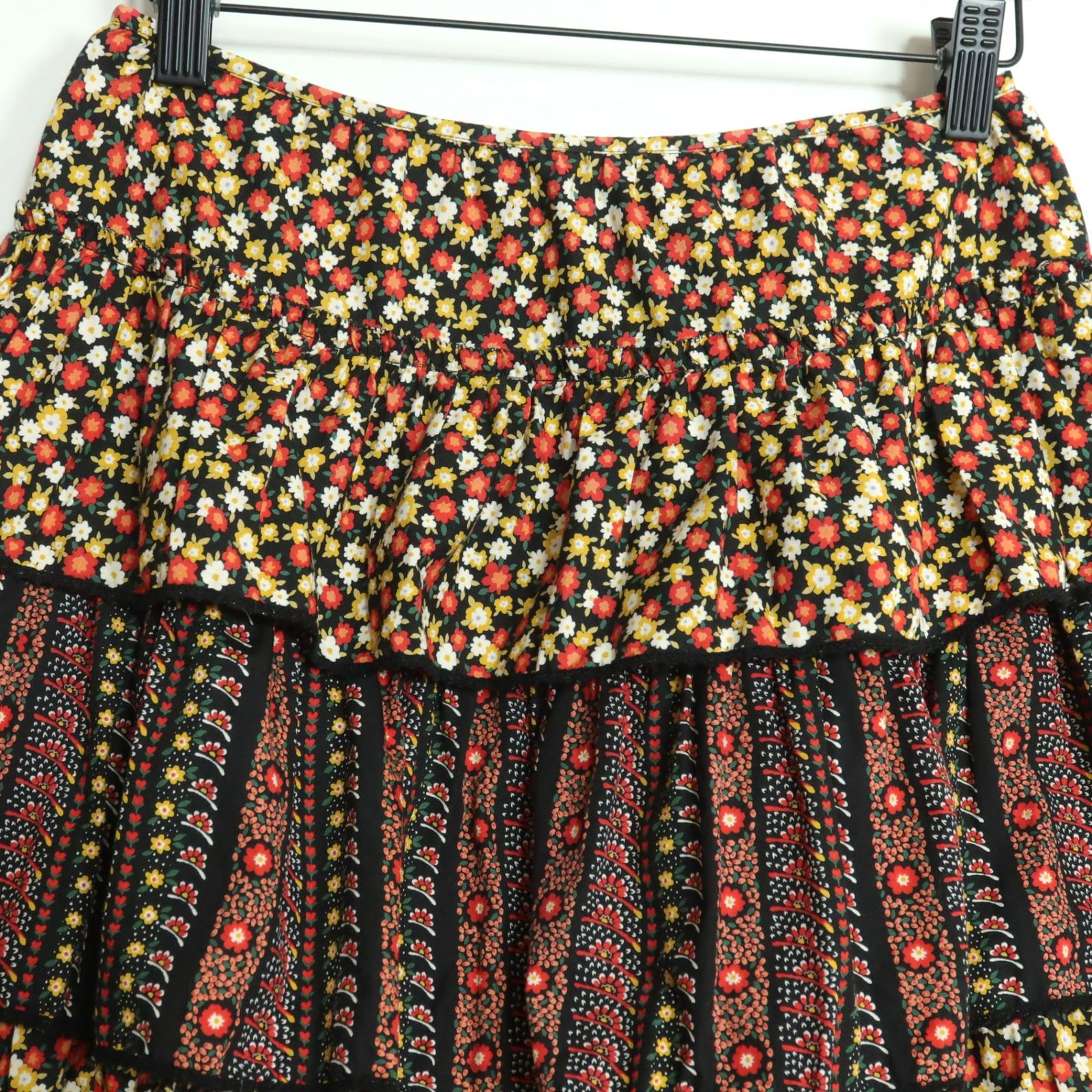 ピンクハウスパンジー花柄ロングスカート 黒 ☆ピンクハウス パンジー  