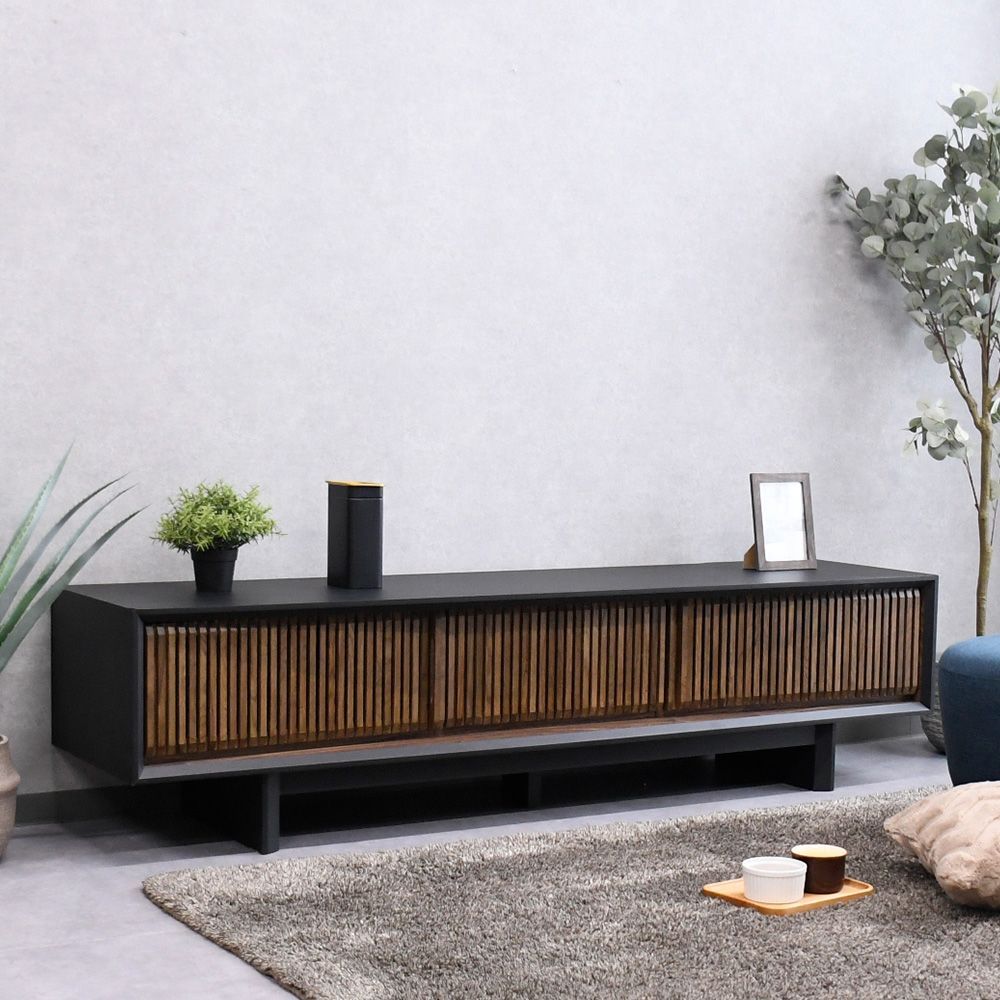 テレビ台 180cm 完成品 和モダン おしゃれ ローボード 収納家具 TVボード 幅180 無垢材 リビングボード 木製 格子デザイン TV台 テレビボード ロータイプ