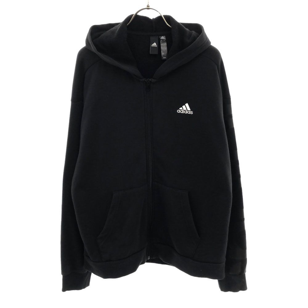 アディダス 長袖 スウェット ジップパーカー M ブラック adidas 裏起毛 メンズ
