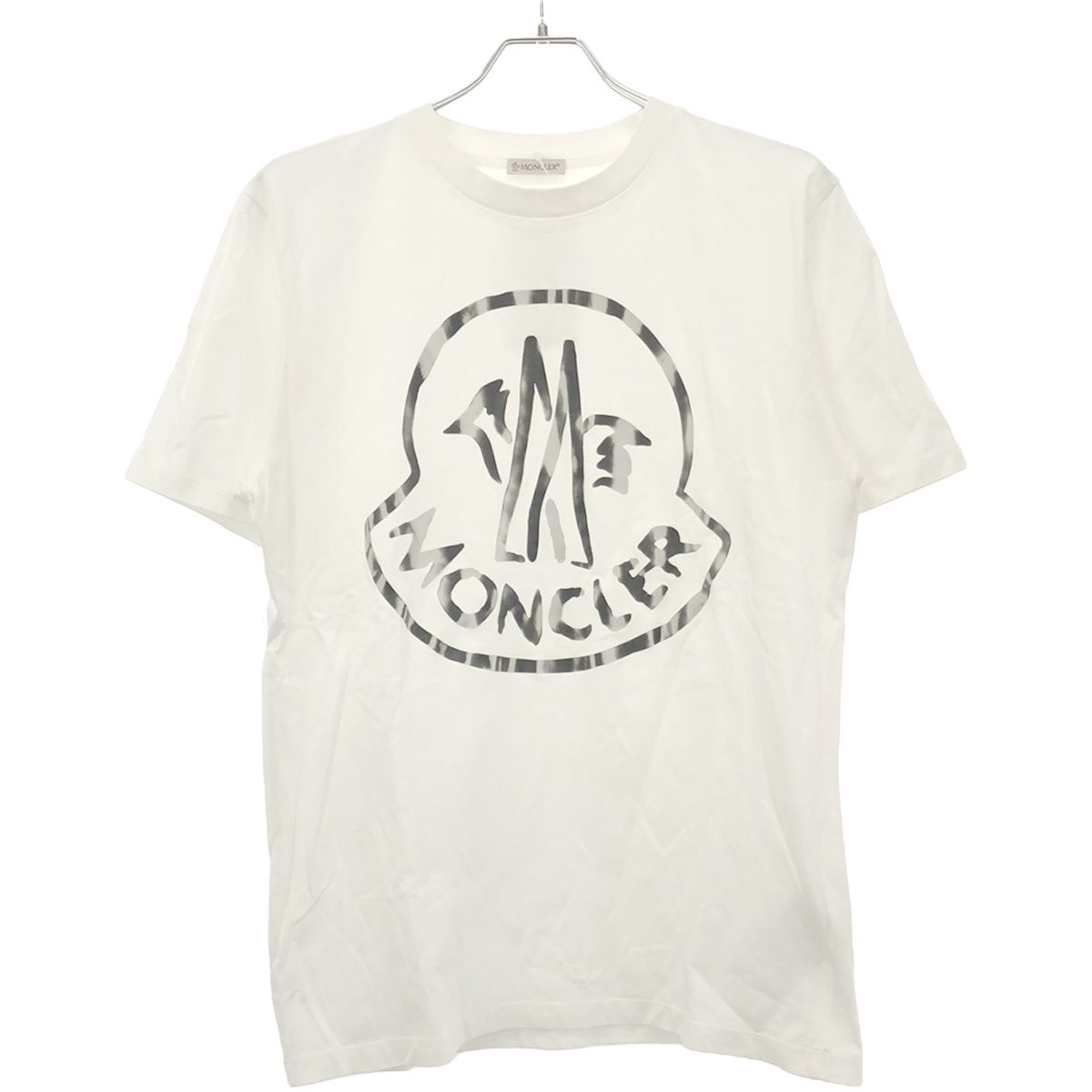 MONCLER - MONCLER モンクレール 23SS MAGLIA MANICHE CORTE メタルラバーロゴプリントTシャツ I10938C00018 899WS ホワイト S MONCLER モンクレール 23SS MAGLIA MANICHE CORTE メタルラバー