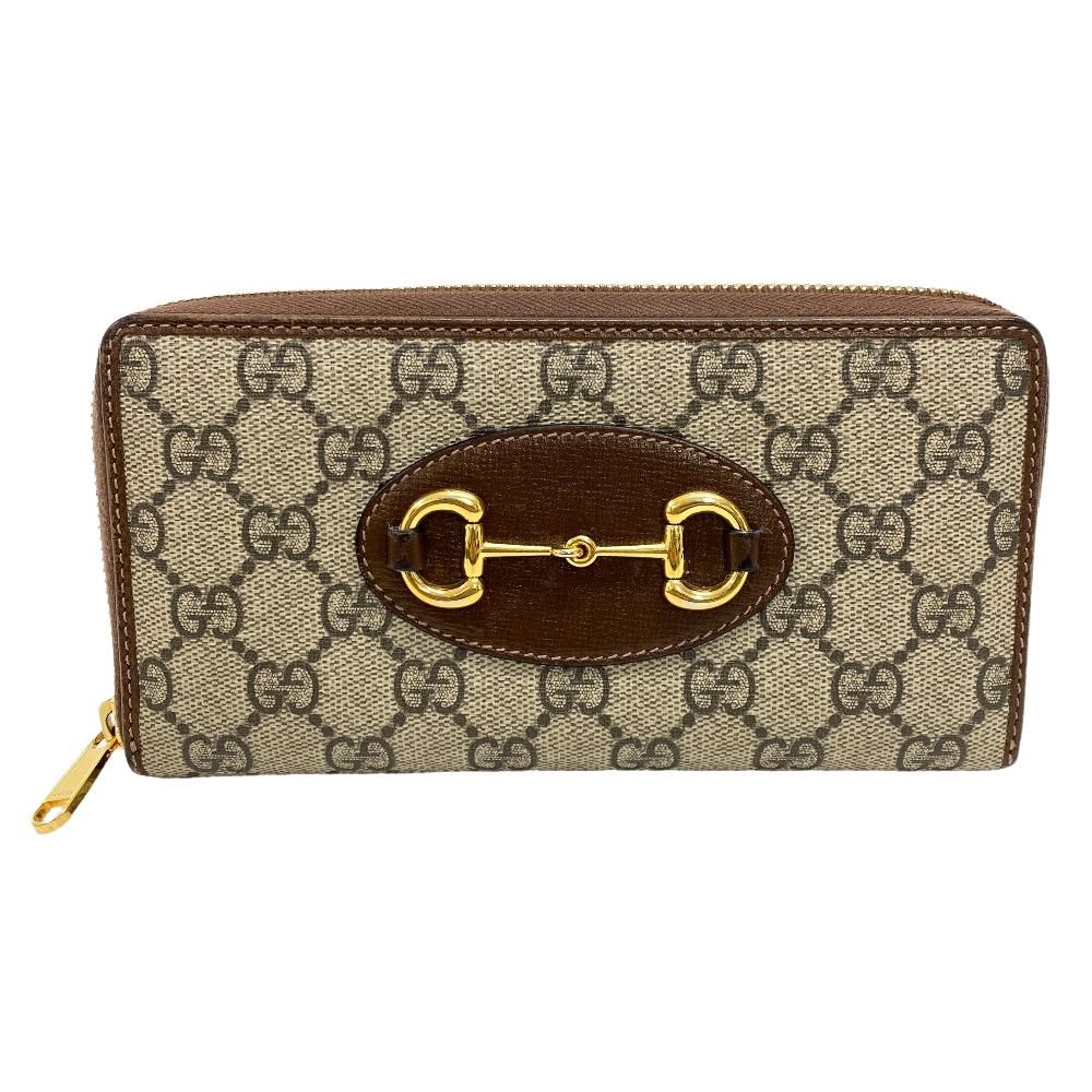 GUCCI/グッチ  621889 ホースビット ジップアラウンドウォレット GGスプリーム レザー 長財布 ブラウン ユニセックス ブランド