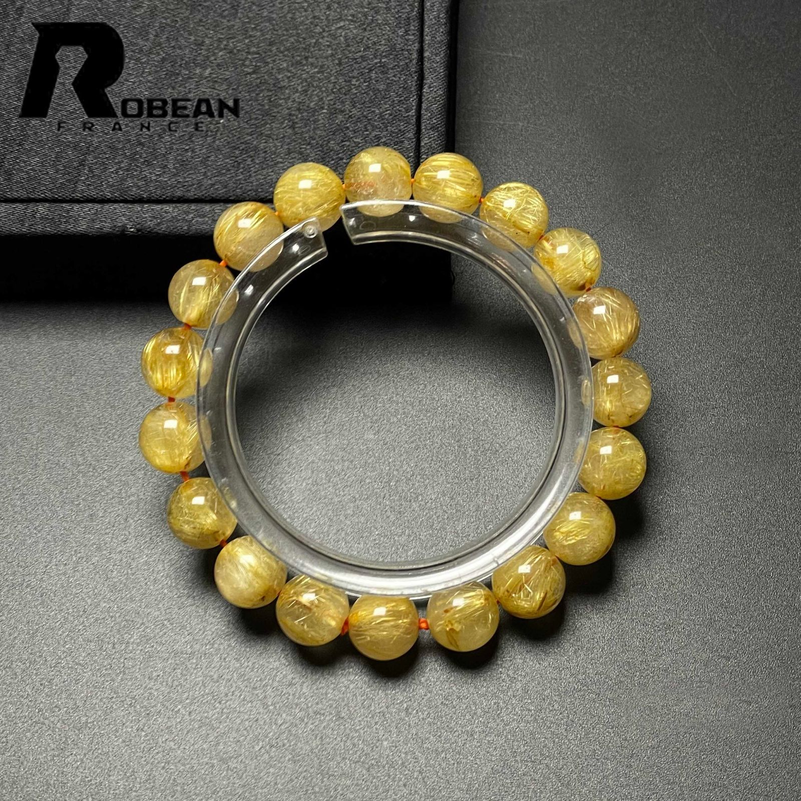 10 OFFクーポン配布中 EU製 定価15万円 ROBEAN ! 満針ルチルクォーツ ブレスレット パワーストーン 天然石 金運 お守り プレゼント2 9.8-10.3mm M1009645