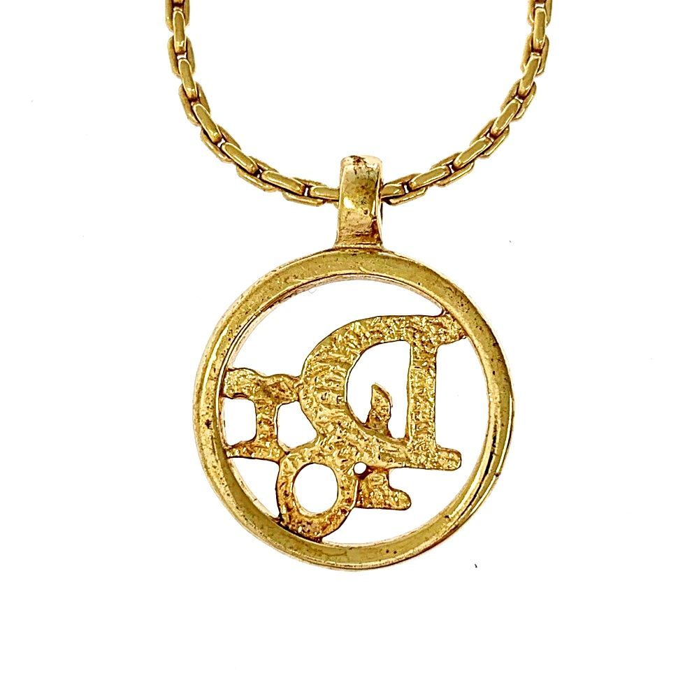 クリスチャンディオール ロゴ ラウンド ネックレス GP 鳴れ 【中古】 