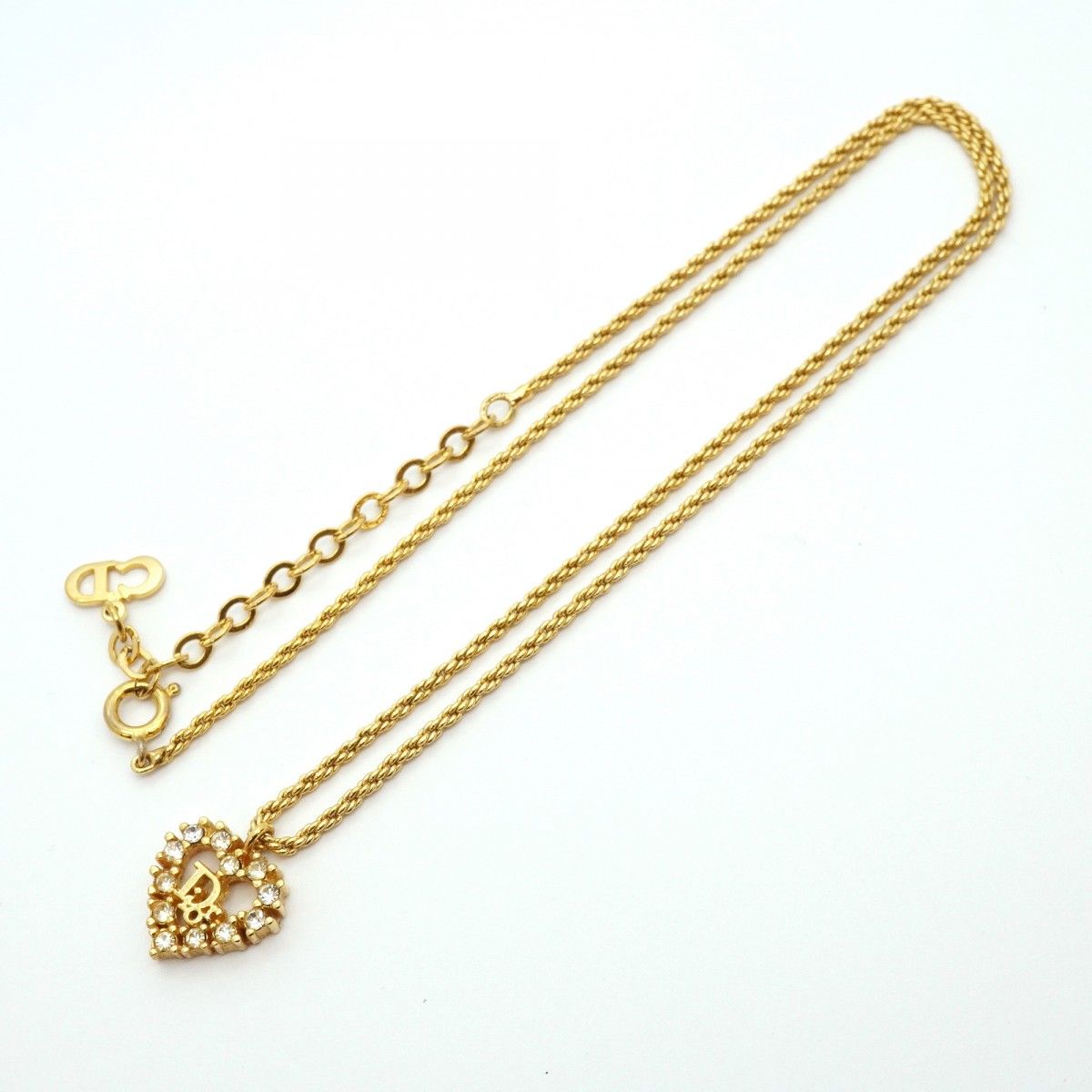 5jeb0571】クリスチャンディオール ネックレス ディオールロゴ ハート  