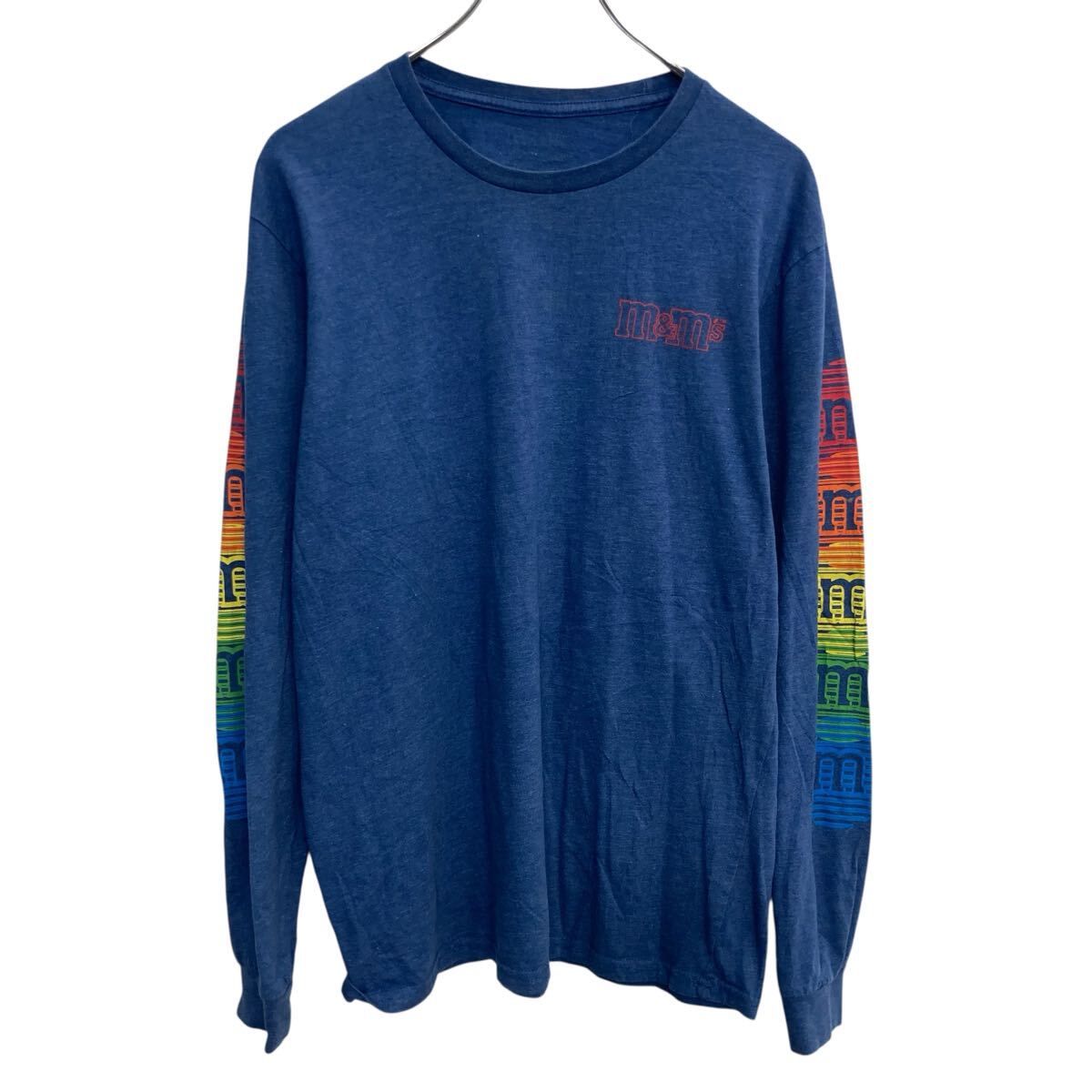 mu0026m´s 長袖 プリントTシャツ M ネイビー エムアンドエムズ 袖ロゴプリント ワンポイントロゴ ロンT ロングTシャツ 秋物 a709-6678