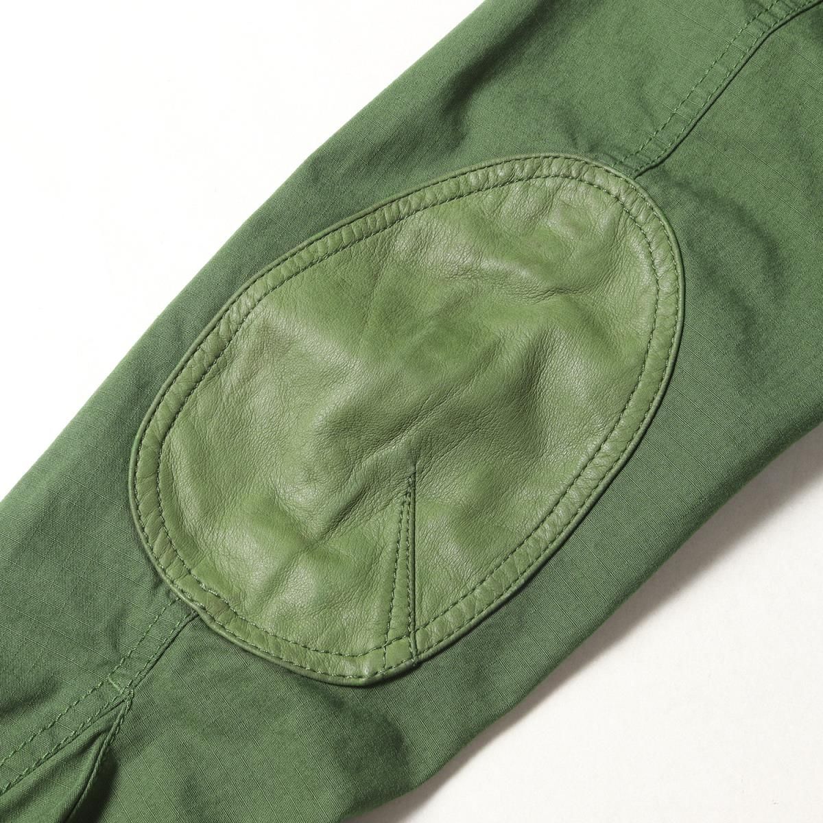 DIESEL レザーエルボーパッチ付きリップストップ ミリタリージャケット DIESEL ディーゼル ジャケット レザーエルボーパッチ付き