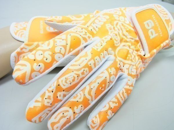 PEARLY GATES - PEARLY GATESパーリーゲイツ★タコス柄両手グローブ★SSオレンジ橙白 正規品☆PEARLY GATES パーリーゲイツ タコス柄両手グローブ☆SS
