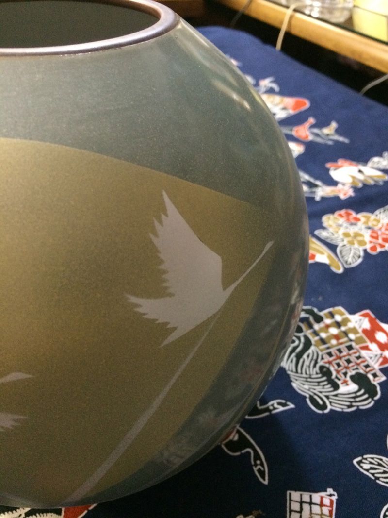 九谷花瓶-金月白鶴-No.20--直径；180-高さ；180mm-22-1_80 楽天