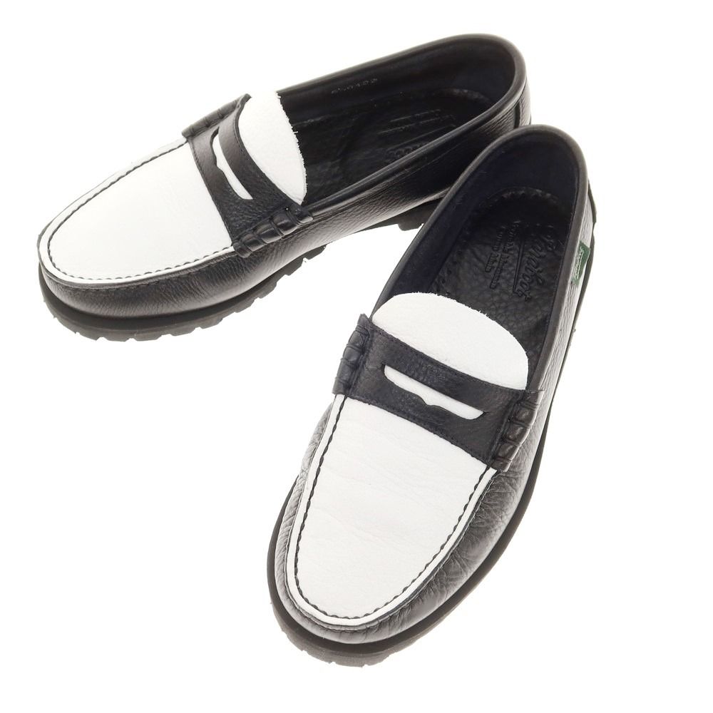 パラブーツ Paraboot CORAUX コンビ コインローファー ブラックxホワイト【サイズ5 1/2】【メンズ】