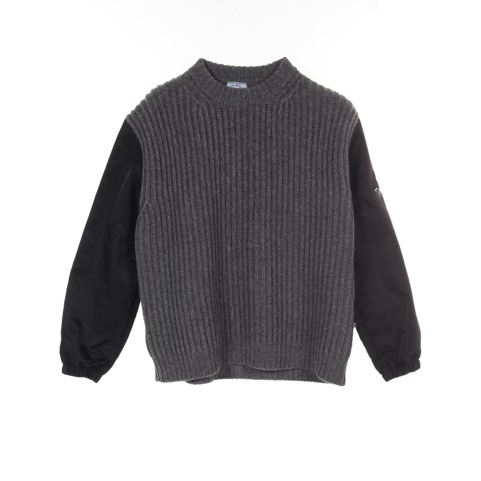 プラダ PRADA ニット Re-Nylon グレー ウール カシミヤ ドッキングニット レディース Used A
