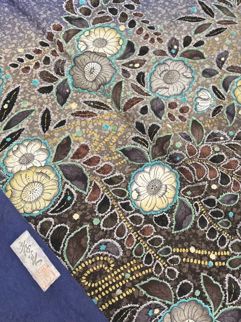 作家物 訪問着 金彩 絞り加工 辻ヶ花 落款入 正絹 - メルカリ