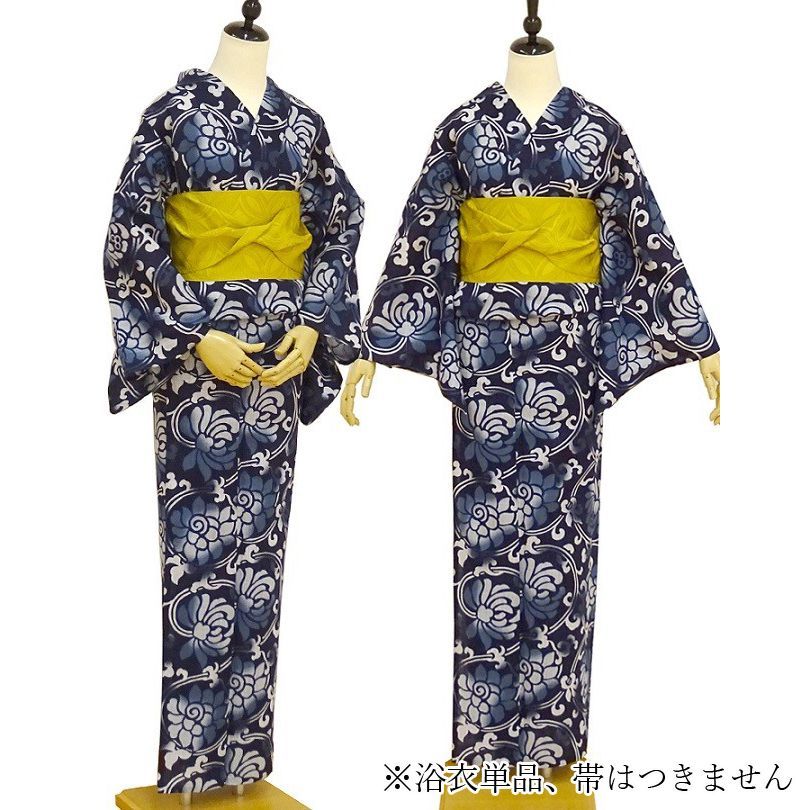 SALE 浴衣 レディース 龍村美術きもの 浴衣 単品 綿 ( 蔓ぼたん 紺 ...