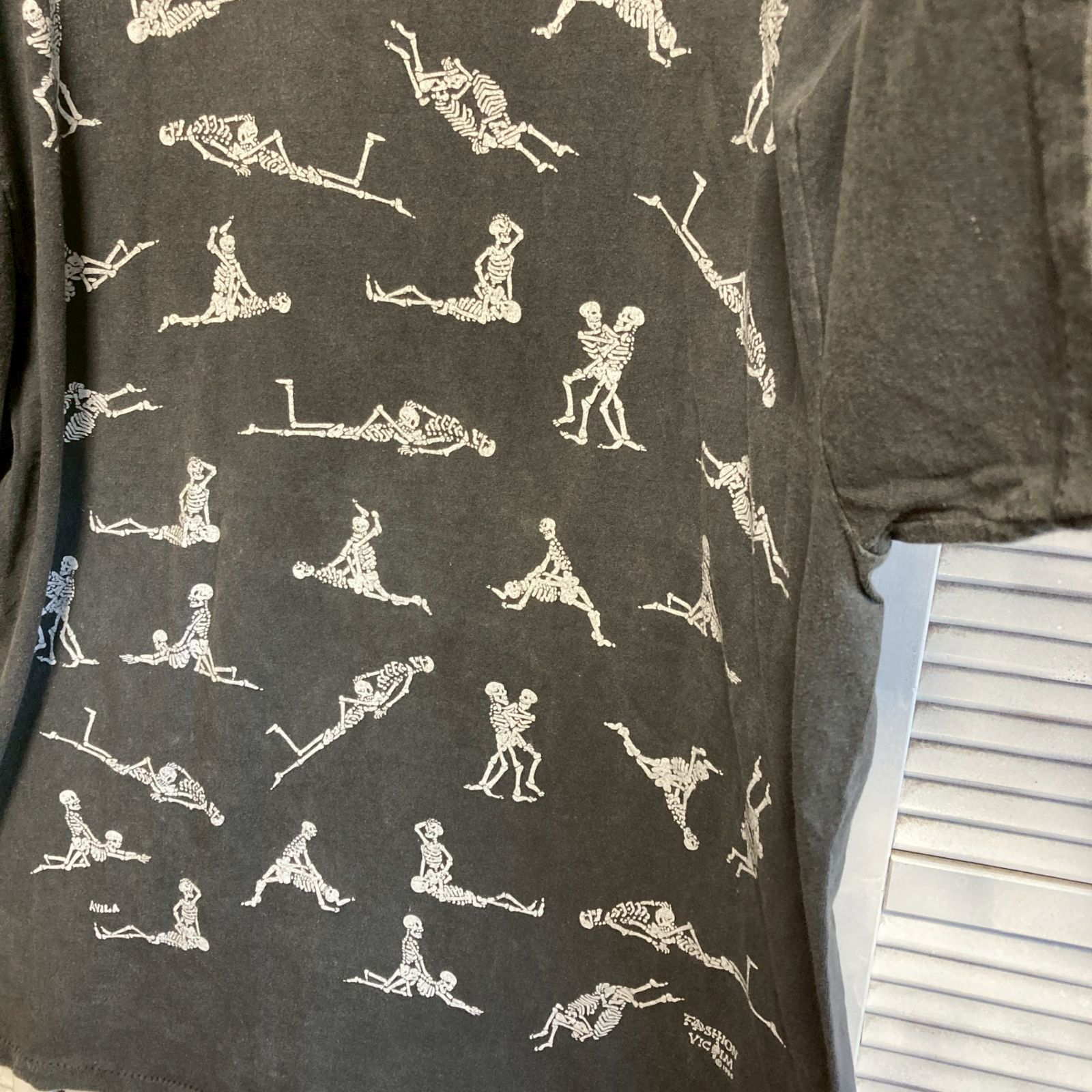 古着 90s USA製 ボーン スカル 人気 48手 エロ Tシャツ L 古着