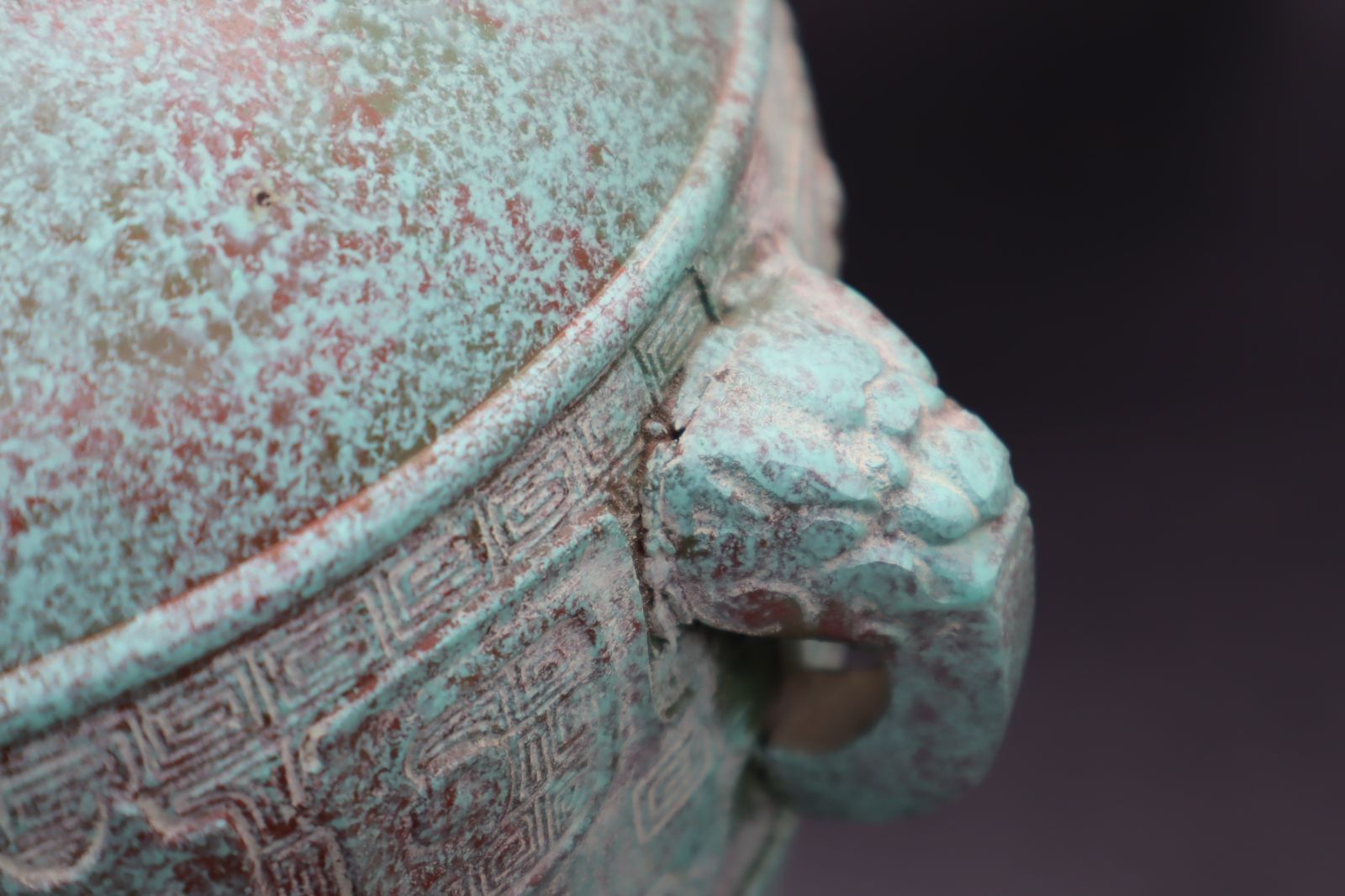 △ ｜青銅花瓶 花器 義次造｜ 共箱 青銅 器｜アンティーク 銅造 骨董